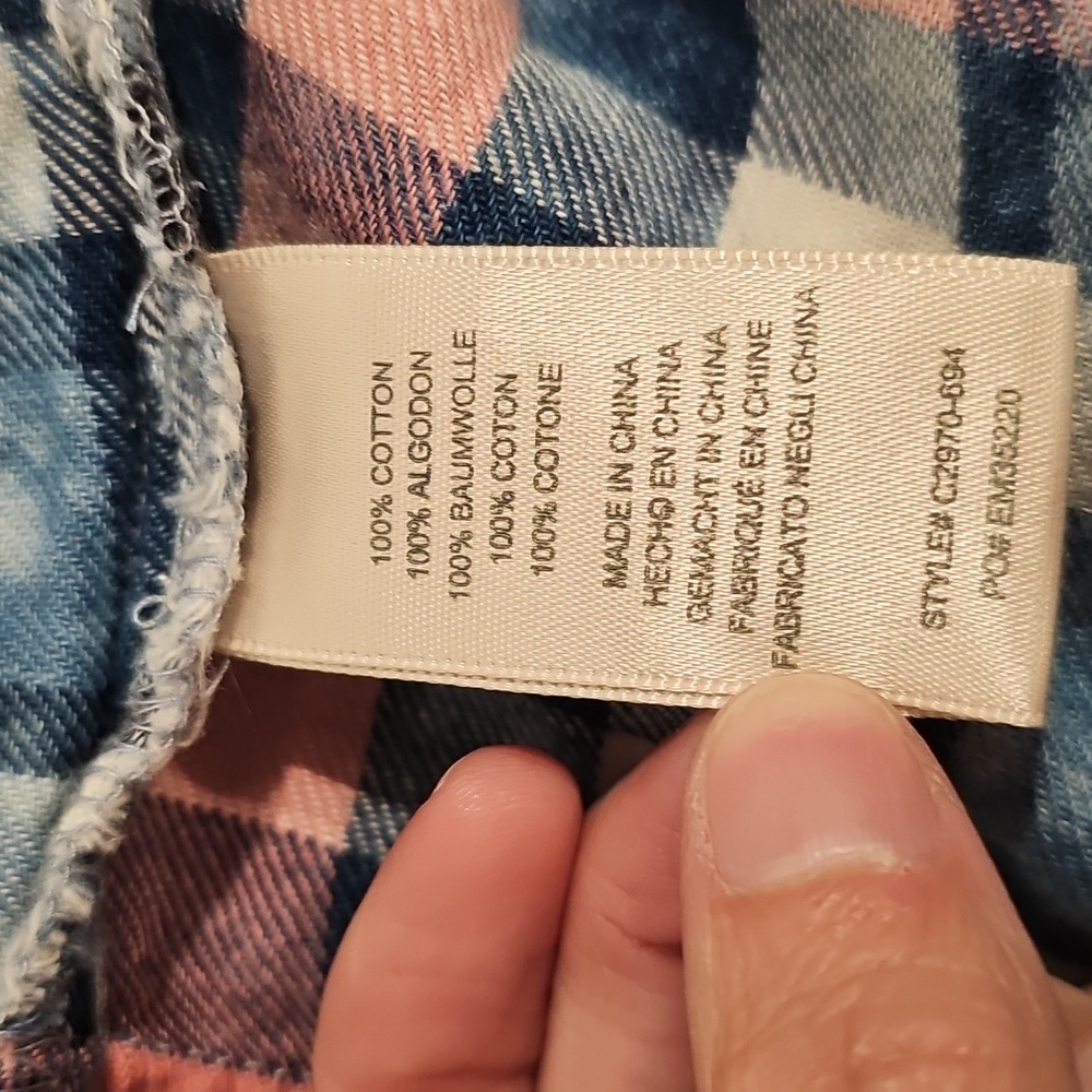 Anthropologie Cloth & Stone Plaid Button Up Shirt Sz Xs PTP 18" EUC - Picture 11 of 12
